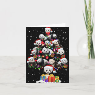 Cartão Pandas Engraçados Chapéu de Papai Noel Enfeite de