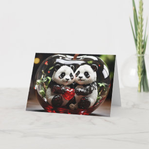 Cartão Pandas no Coração de Vidro