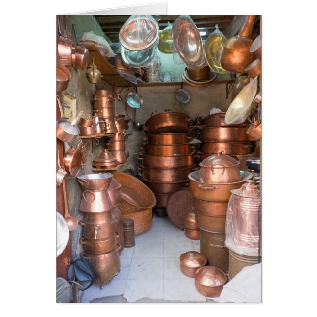 Cartão Panelas de Cobre no Mercado (Frente)