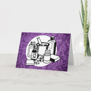 Cartão Pano floral roxo - consciência da fibromialgia
