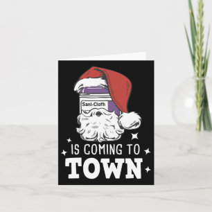 Cartão Pano Sani do Papai Noel Engraçado Está Chegando à