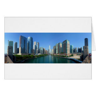 Cartão Panorama dos Edifícios ao Longo do Rio Chicago