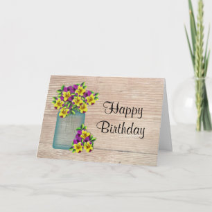 Cartão Pansies Birthday Card (Large Print)