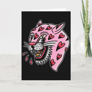 Cartão Panther Rosa X Coração Amor Tradicional Flash Prem
