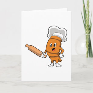Cartão Pão como Cozinheiro com rolo de massa