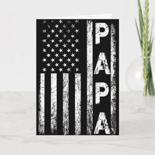 Cartão Papa Bandeira Americana Vintage Dia dos Pais 4 de
