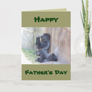Cartão Papa Gorilla e Família, Dia de os pais Feliz