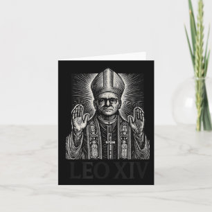 Cartão Papa Leo Xiv Woodcut Engrenando Desi Católico Roma