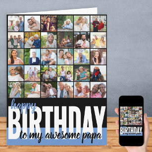 Cartão Papa Photo Collage 31 Picture Happy Birthday Card