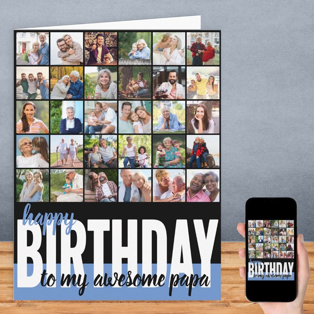 Cartão Papa Photo Collage 31 Picture Happy Birthday Card (Criador carregado)
