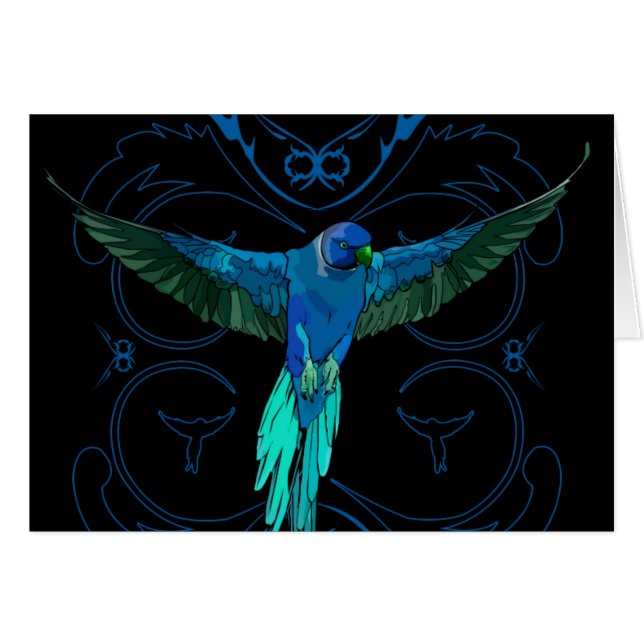 Cartão Papagaio Azul (Frente Horizontal)