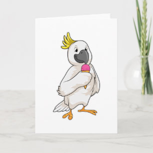 Cartão Papagaio com sorvete de Waffle