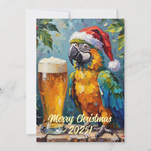 Cartão Papagaio de Natal Digital Personalizado e Cerveja 
