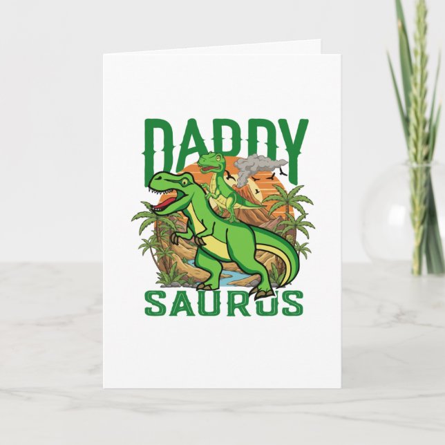 Cartão Papai Daddysaurus T-Rex Engraçado | Presente para  (Frente)