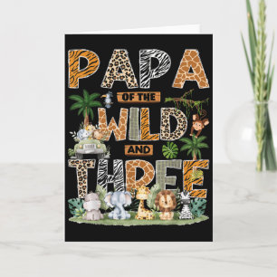 Cartão Papai do Selvagem & Três Zoo Aniversário de 3 anos