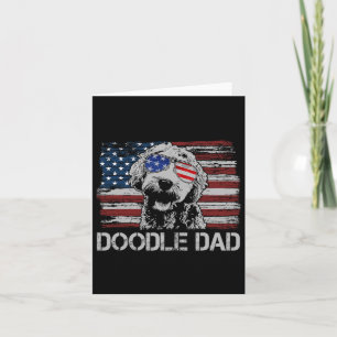 Cartão Papai Doodle Goldendoodle Cachorro Bandeira Americ