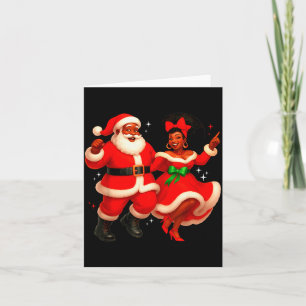 Cartão Papai Noel africano dançando Sr. Sra. Claus África