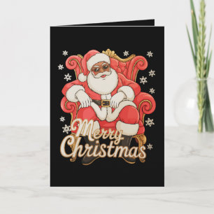 Cartão Papai Noel Afro-Americano Feliz Natal