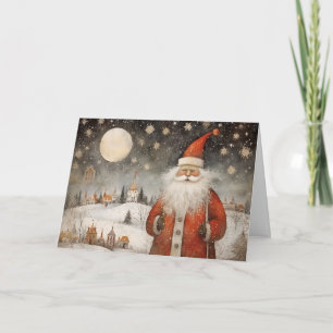 Cartão Papai Noel Alegre e Caprichoso em uma Aldeia Nevad