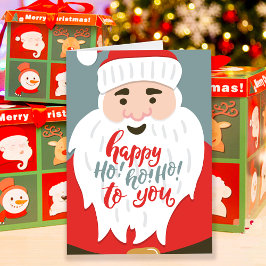 Cartão Papai Noel Alegre Ho Ho Ho Saudação de Natal