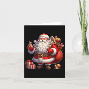 Cartão Papai Noel Americano segurando caracol presente no