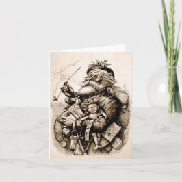 Cartão Papai Noel Antigo e Alegre