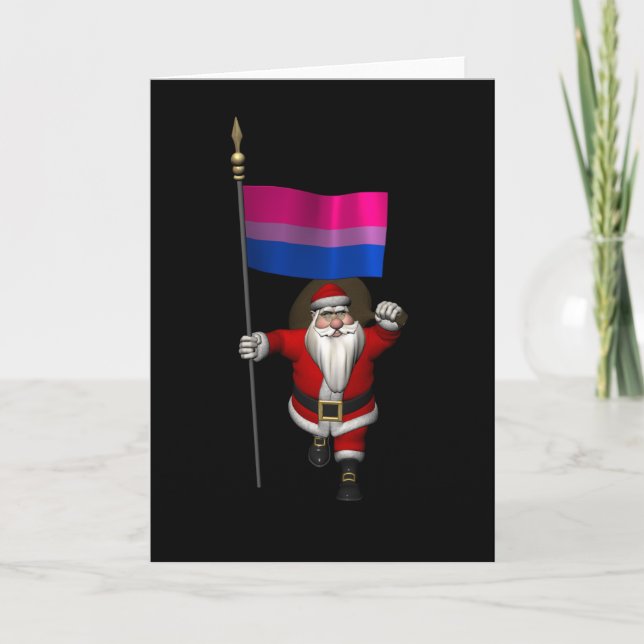 Cartão Papai Noel Apoia A Bissexualidade Na Bandeira (Frente)