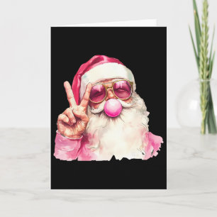 Cartão Papai Noel Assoprando Chiclete Óculos de Sol Rosa