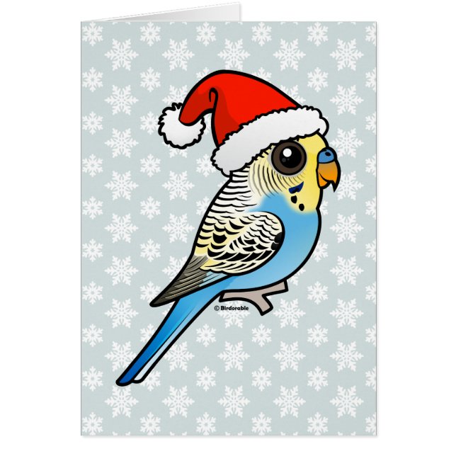 Cartão Papai noel azul & amarelo Budgie (Frente)