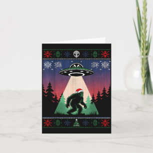 Cartão Papai Noel Bigfoot Ufo Alien Engraçado Camiseta Na