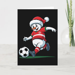 Cartão Papai Noel Boneco de Neve Jogando Futebol Natal Ma