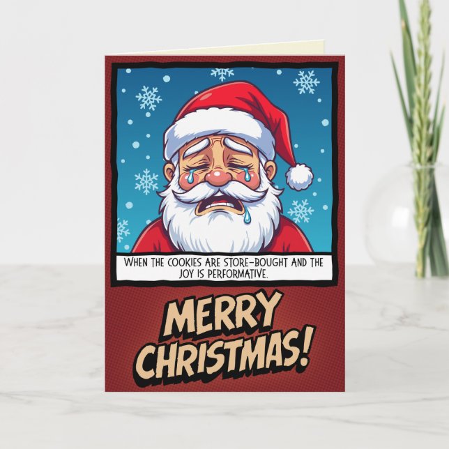 Cartão Papai Noel Chorão Natal Divertido (Frente)