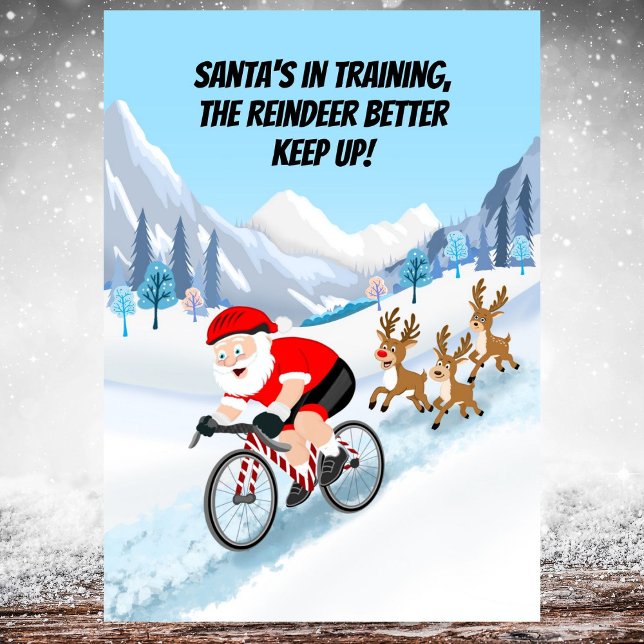 Cartão Papai Noel Ciclista com Renas (Criador carregado)