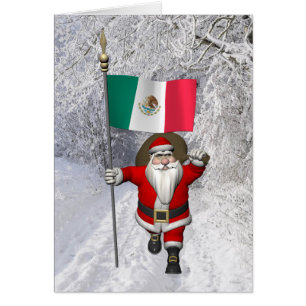 Cartão Papai Noel com a bandeira de México