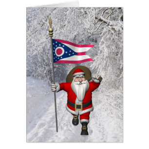 Cartão Papai Noel com a bandeira de Ohio