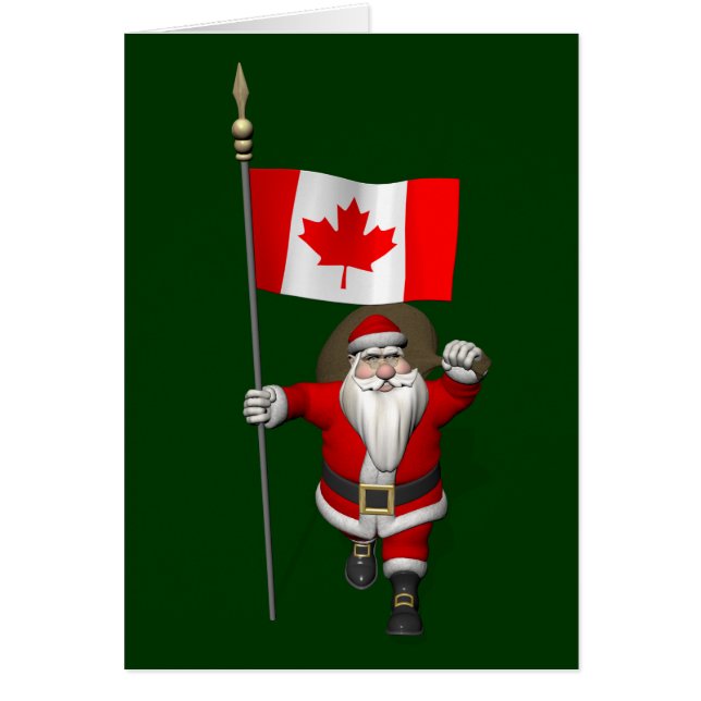 Cartão Papai Noel Com Alferes Do Canadá (Frente)