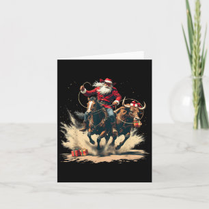 Cartão Papai Noel Cowboy Natal Vintage Cavalo Vaca Homens