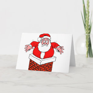 Cartão Papai Noel de desenho animado ficou preso na chami