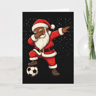 Cartão Papai Noel de Futebol Dabbing Natal Afro-Americano
