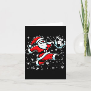 Cartão Papai Noel de Futebol de Natal Chute Futebol Homen