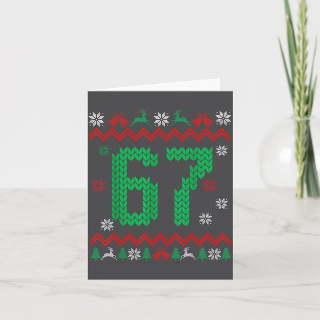 Cartão Papai Noel de Natal 67 Seis Sete Meme Suéter Feio  (Frente)