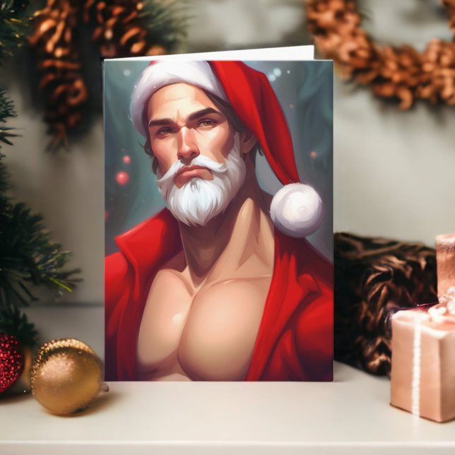 Cartão Papai Noel de Natal Quente (Hot Christmas Santa Claus Card from Ricaso. A sexy male Santa )