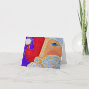 Cartão Papai Noel de Olhos Azuis Arte Abstrata