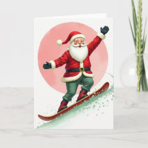 Cartão Papai Noel de Snowboard