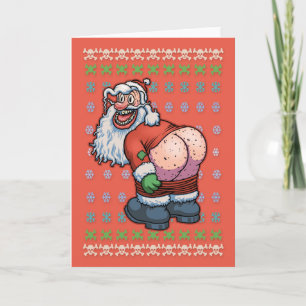 Cartão Papai Noel de Suéter Feio na Lua