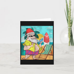 Cartão Papai Noel de Verão Tropical Engraçado Havaiano Na