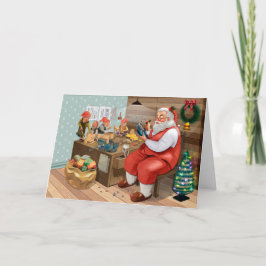 Cartão Papai Noel Desenhado à Mão Trabalhando