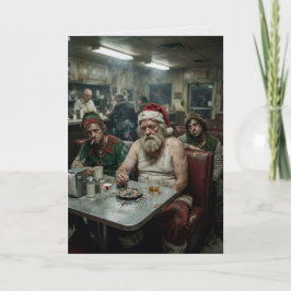 Cartão Papai Noel Desgrenhado Comédia Sombria