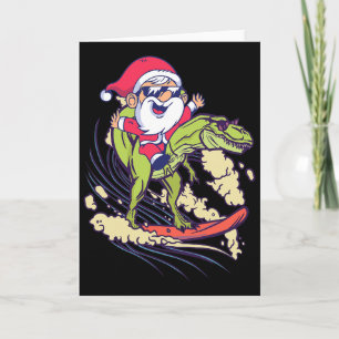 Cartão Papai Noel Dinossauro Surfe T-rex Dino Verão Natal