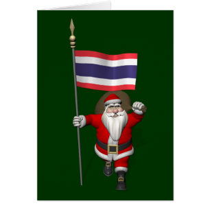 Cartão Papai Noel doce com a bandeira de Tailândia